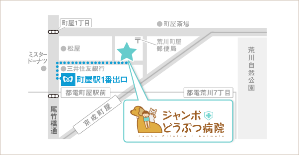 町屋駅からの地図